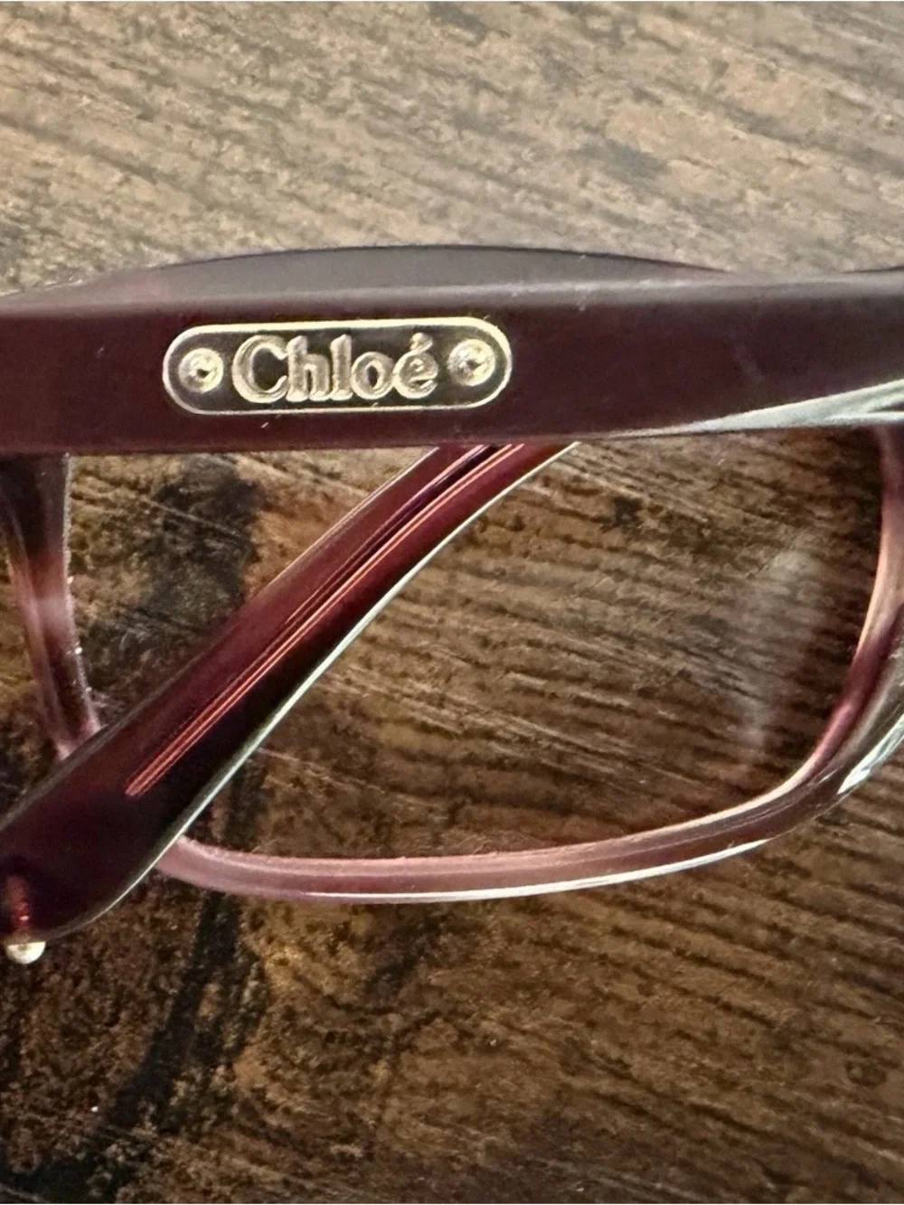 Vintage Chloe Women's Eyeglass Frames in Plum and Pink Gradient Frame Only